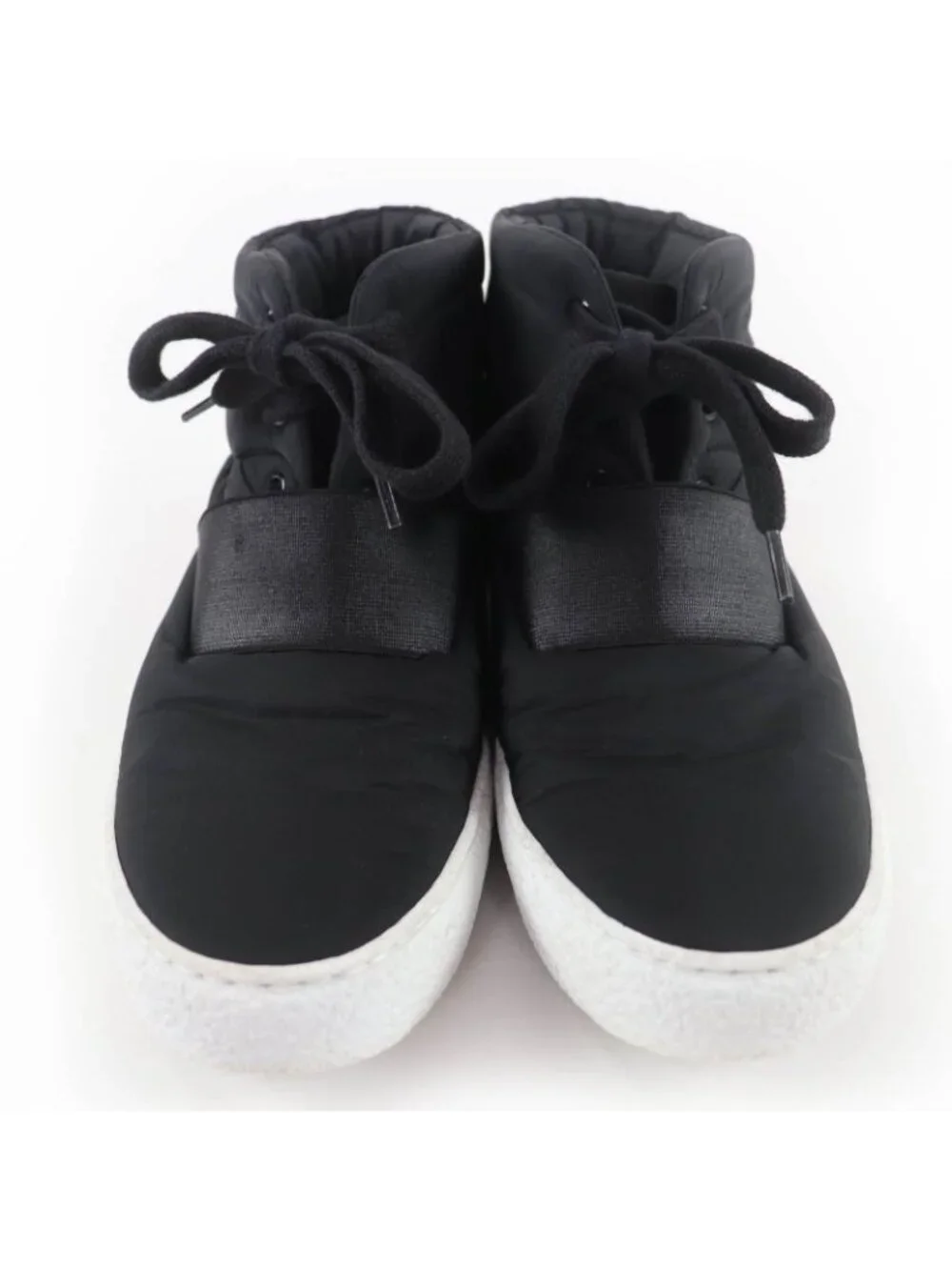 Chanel CC Logo Fabric High Cut Sneakers Black 36 - Picture 3 of 11